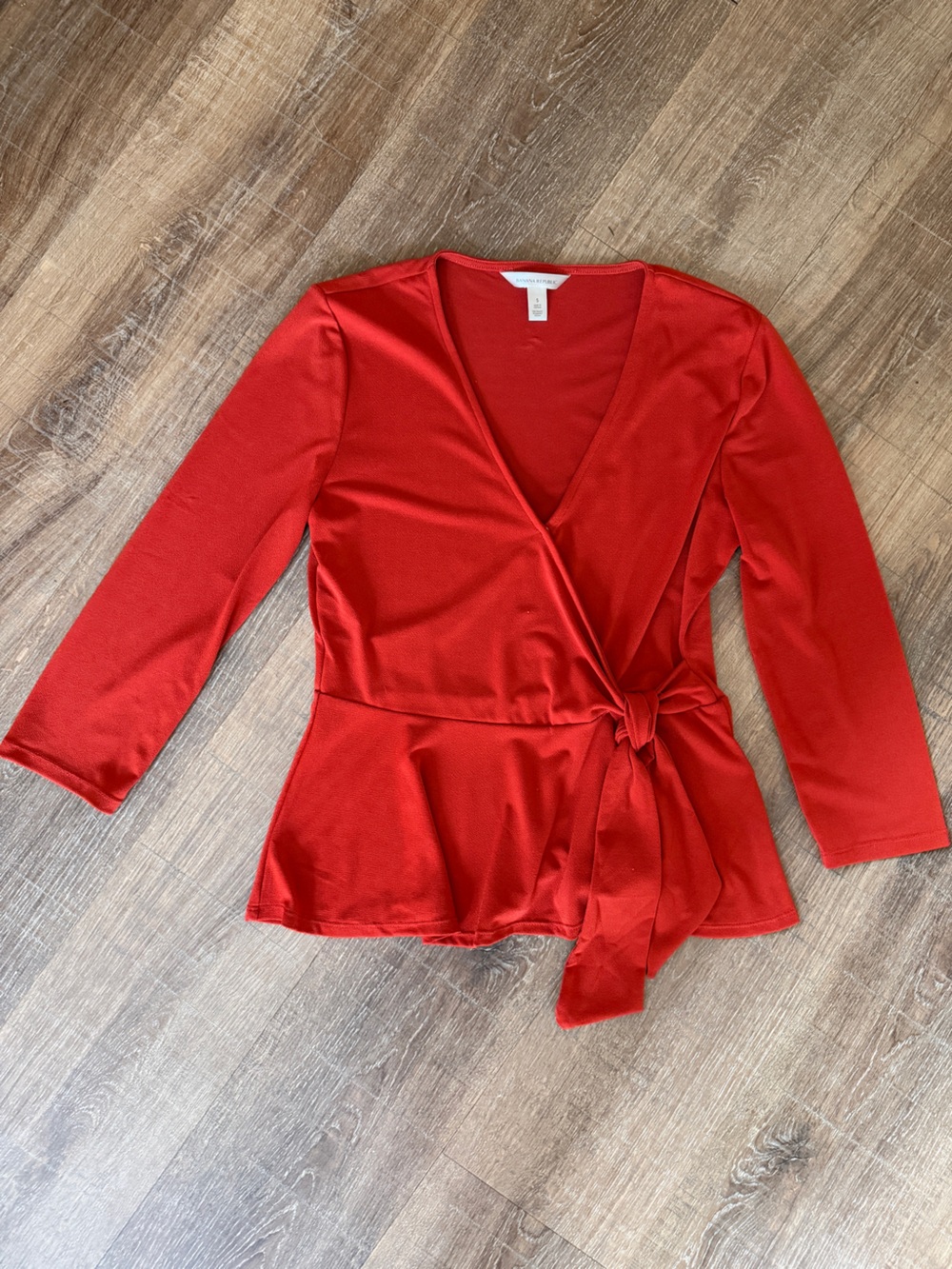 Banana Republic Red Orange Tie-Waist Wrap Blouse